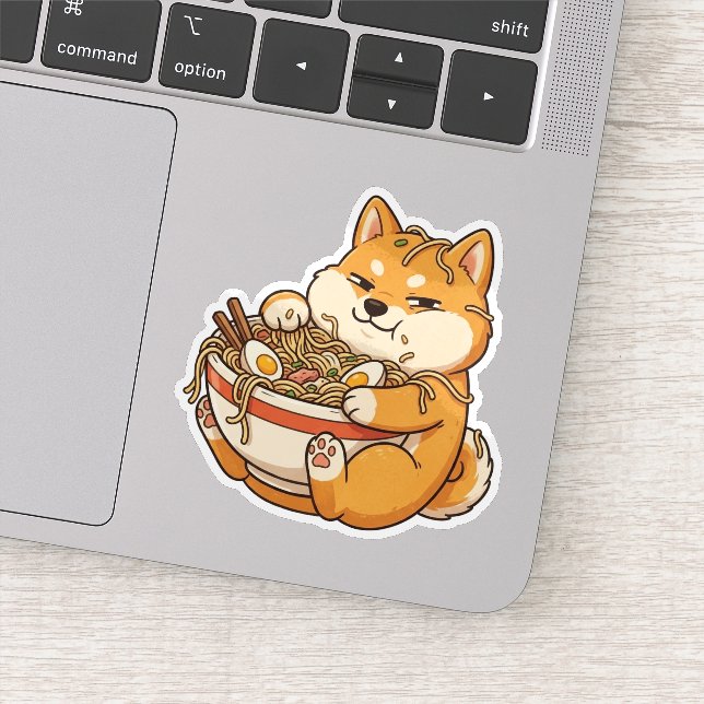 Pegatina Shiba adicto a Ramen (Detalle)