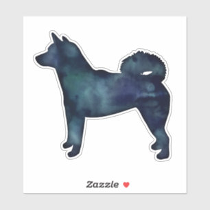 Pegatina Shiba Inu Black Watercolor Silhouette