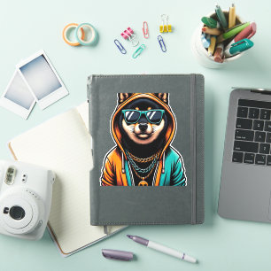 Pegatina Shiba Inu en Streetwear Hoodie