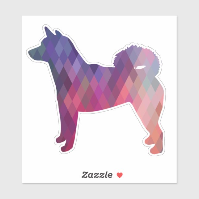 Pegatina Shiba Inu Geometric Purple Silhouette (Hoja)