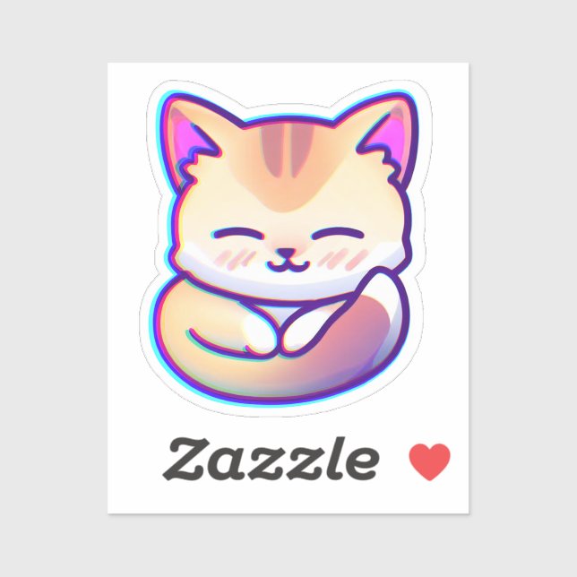 Pegatina shiny fluffy cat sticker (Hoja)