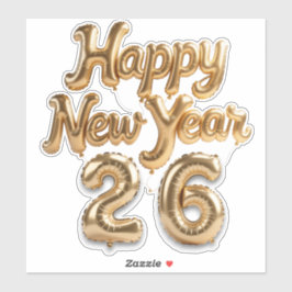Pegatina Shiny Gold Foil Balloon Happy New Year 