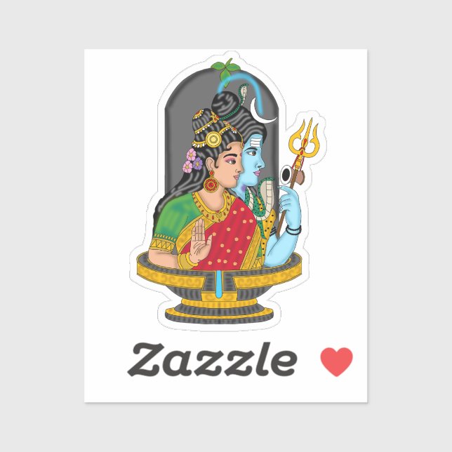 Pegatina Shiva Parvati Divine Couple Sticker – Eternal Love (Hoja)
