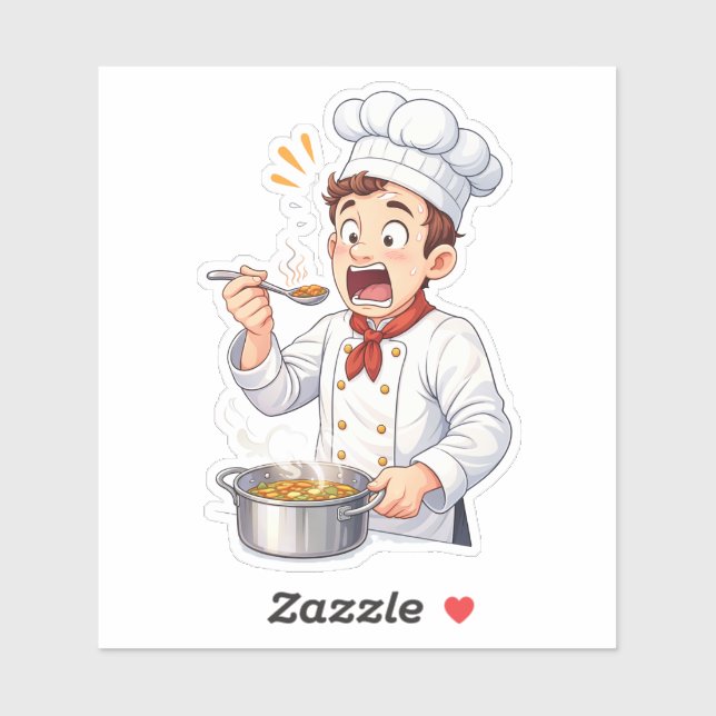 Pegatina Shocked Chef Tasting Hot Custom-Cut Vinyl Sticker (Hoja)