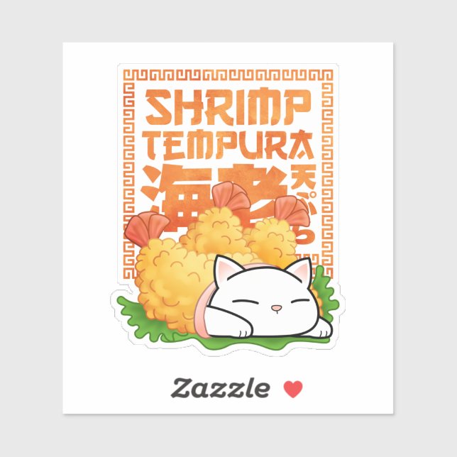 Pegatina Shrimp Tempura Cat (Hoja)
