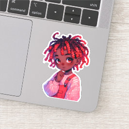 Pegatina Shy Strawberry: Kawaii, un niño animado de piel os