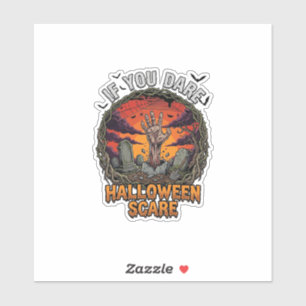 Pegatina Si Te Atreves Calavera Mano Zombie Lápida de Hallo
