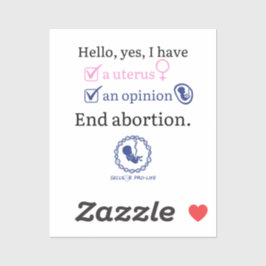 Pegatina sí útero, sí opinión