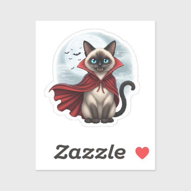 Pegatina Siamés de vampiros - Gato siamés de Halloween (Hoja)