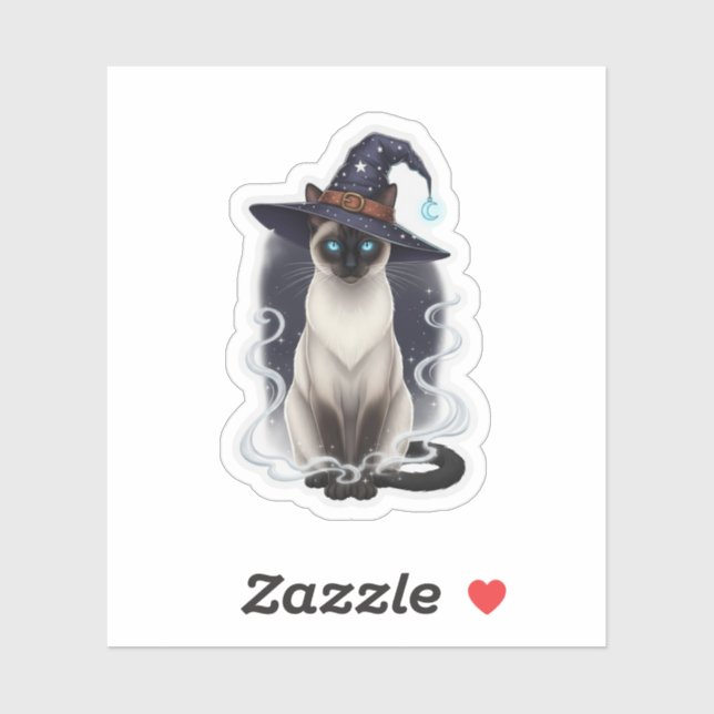 Pegatina Siamés picante - Gato elegante de Halloween (Hoja)