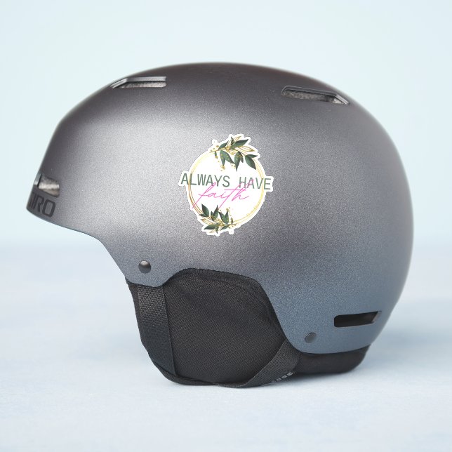 Pegatina Siempre Ten Fe Citado Con Un Diseño Floral (Lado del casco)