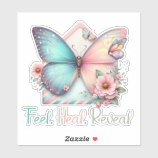 Pegatina Siente Sana Revela Mariposa Floral Salud Mental