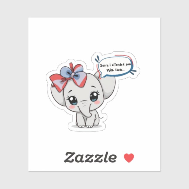 Pegatina Siento haberte ofendido... Elefante Cute (Hoja)