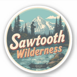 Pegatina Sierra Sawtooth Idaho Montaña Senderismo Alpino