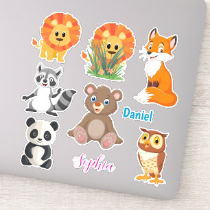 Pegatina Siete animales, personaliza nombres de niños y Chi