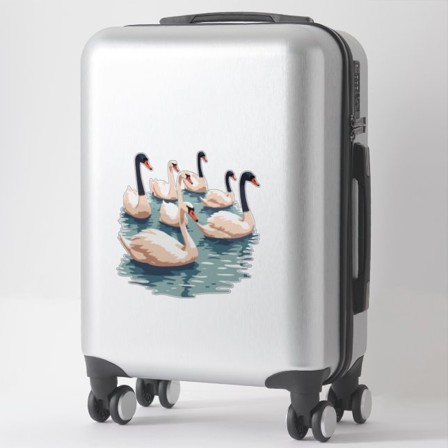 Pegatina Siete Cisnes Un Estilo De Esténcil De Bañar De Cor (Maleta)