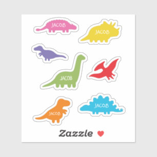 Pegatina Siete Siluetas de Dinosaurios, Personalizadas para