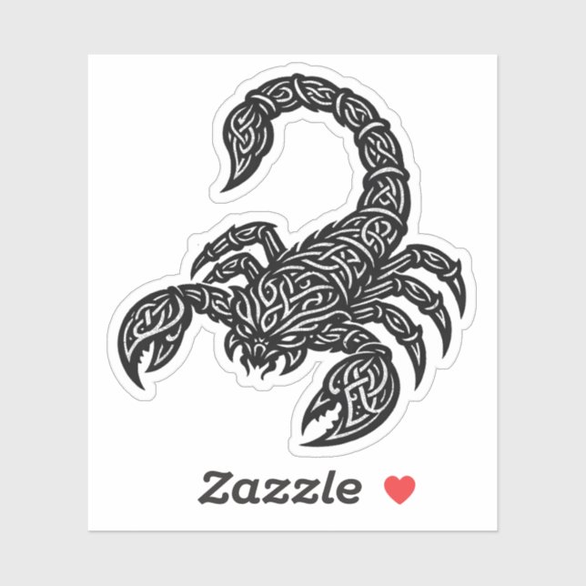 Pegatina Sigilo de Escorpio — Tatuaje de Zodiaco Mítico (Hoja)