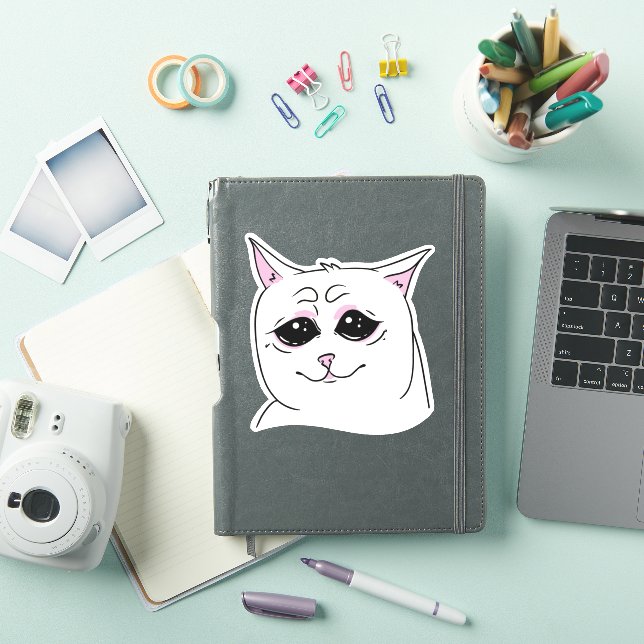 PEGATINA SIGMA TRISTE BLANCO CAT FACE ANIMAL (Funda para iPad)