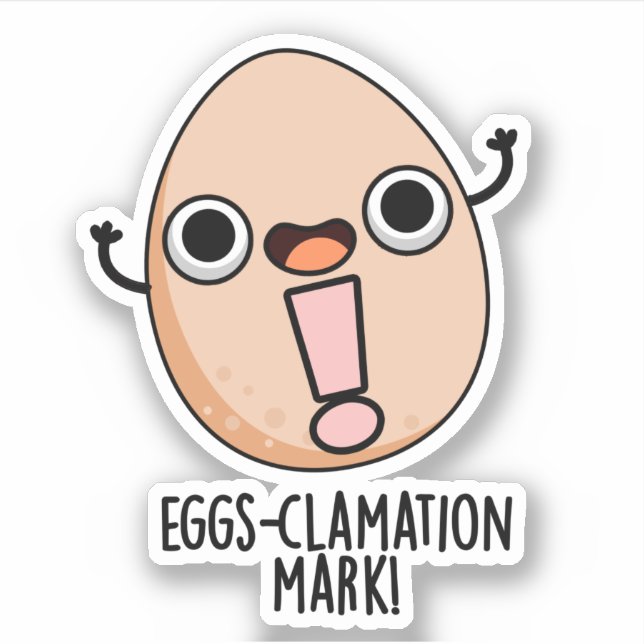 Pegatina Signo de clamación Mark Funny Egg Pun (Anverso)