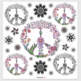 Pegatina Signo de paz Boho elegante Girly Cute floral Bonit