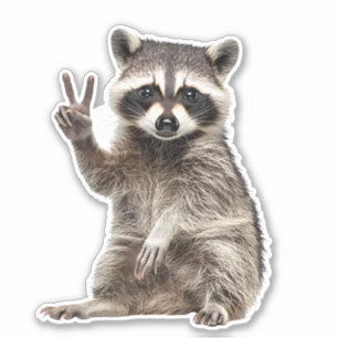 Pegatina Signo de paz de mapache