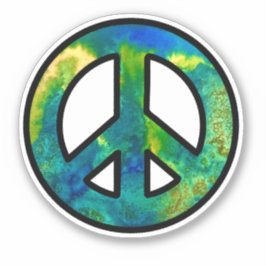 Pegatina Signo de paz de tinta verde marino