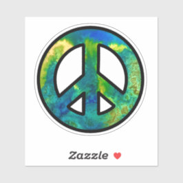 Pegatina Signo de paz de tinta verde marino