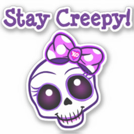 Pegatina "¡Sigue inquieto!" Creepy Kawaii Skull Vinyl Pegat