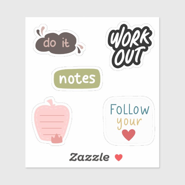 Pegatina Sigue tus lindas letras de corazón (Hoja)