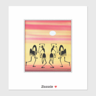Pegatina Silhouette African Art, asombrosa danza de descans