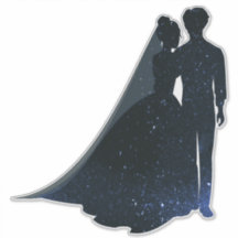 Silhouette Blue sparkle bride y groom decal