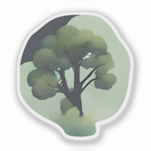 Pegatina Silhouette de bosque encantado - Arte de árbol tra