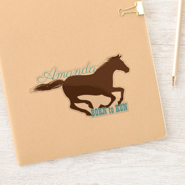 Pegatina Silhouette de caballo en marcha galopante personal (Cuaderno)