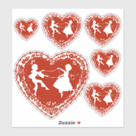 Pegatina Silhouette de corazón de Doily vintage, tamaños di