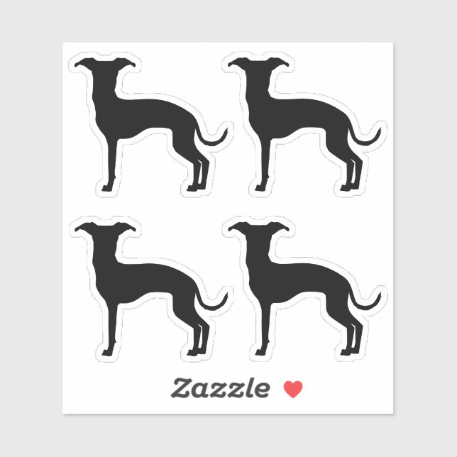Pegatina Silhouette de Greyhound Italiana Negra (O Su Color (Hoja)