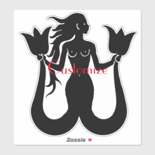 Pegatina Silhouette de sirena de dos colas Thunder_Cove