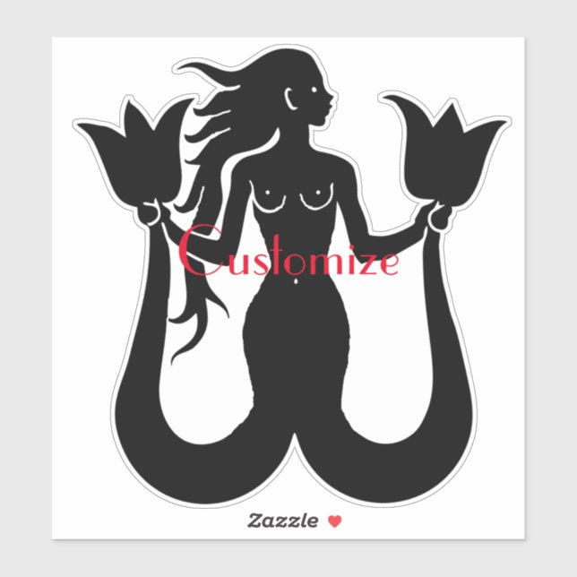 Pegatina Silhouette de sirena de dos colas Thunder_Cove (Hoja)