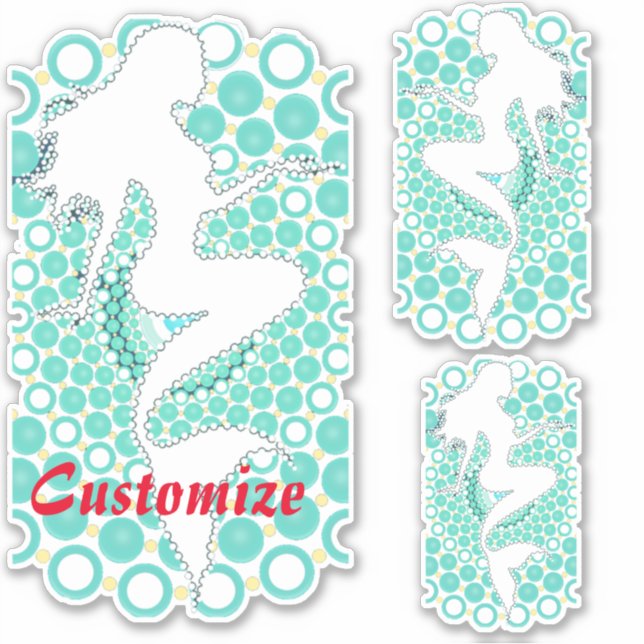 Pegatina Silhouette de sirena en burbujas Thunder_Cove (Anverso)