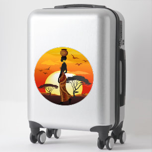 Pegatina Silhouette de una bella mujer africana sobre los S