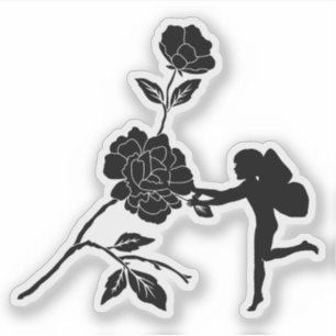 Pegatina Silhouette Flowers Niña Fantasy Fairytales