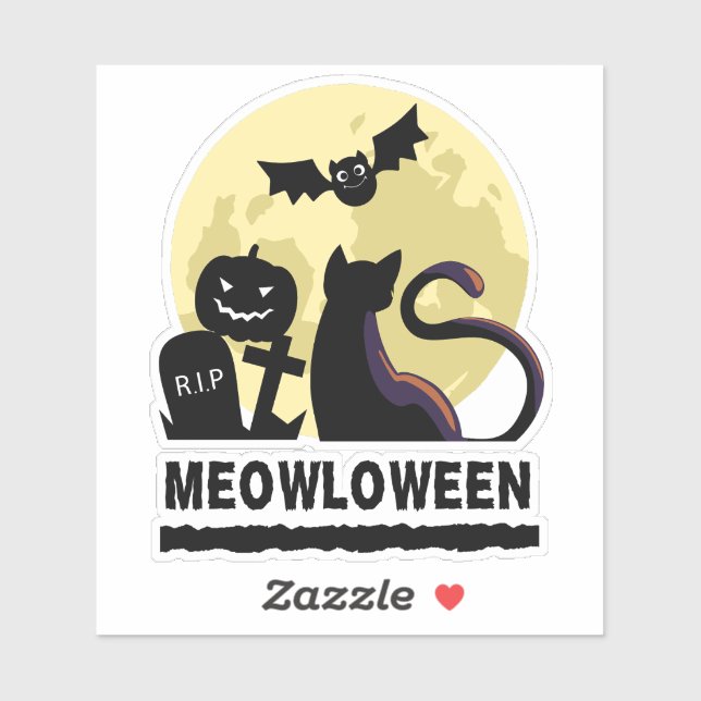 Pegatina Silhouette Gato Fantasma Halloween / Vinyl Meowlow (Hoja)
