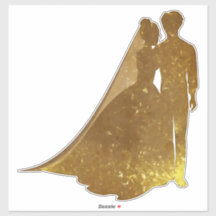 Silhouette Gold chispa novia y novio decal