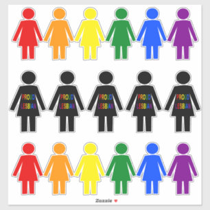 Pegatina Silhouette lesbiana LGBTQ y damas de arco iris