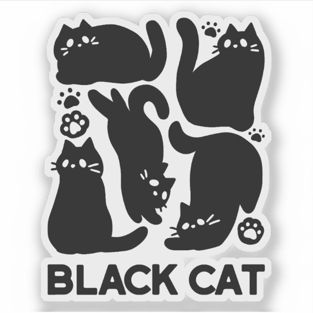 Pegatina Silhouettes de gato negro - Diseño felino lindo (Anverso)