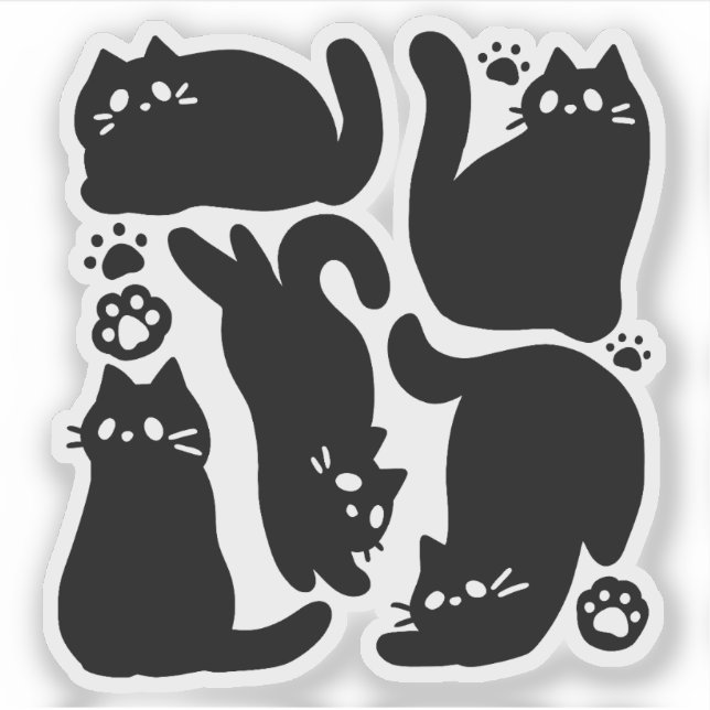 Pegatina Silhouettes de gato negro - Diseño felino lindo (Anverso)
