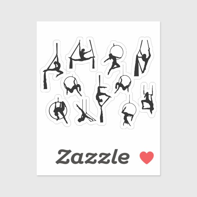 Pegatina Silhouettes de Lyra en Aerialist Aerial Silks (Hoja)