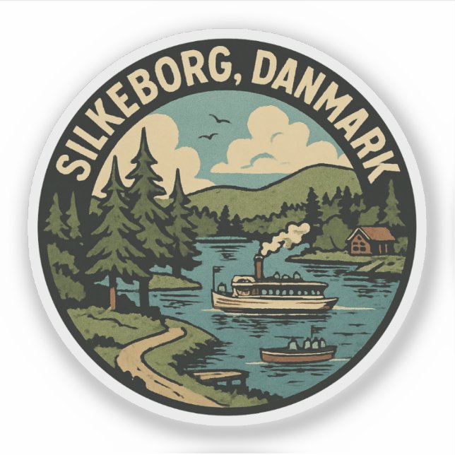Pegatina Silkeborg Dinamarca Lago (Anverso)