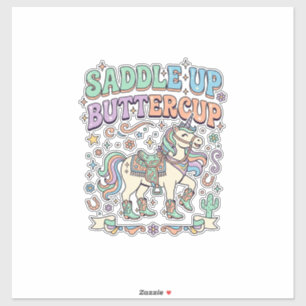 Pegatina Silla de unicornio Buttercup Kawaii Tipografía Des