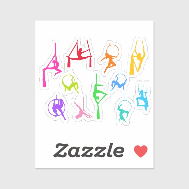 Pegatina Sillas aéreas aeralistas Lyra silhouettes arcoiris (Hoja)